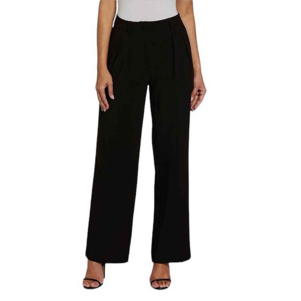 Ella Rafaella NWT High-Rise Gabardine Wide-Leg Pants in Black Size 4 NEW